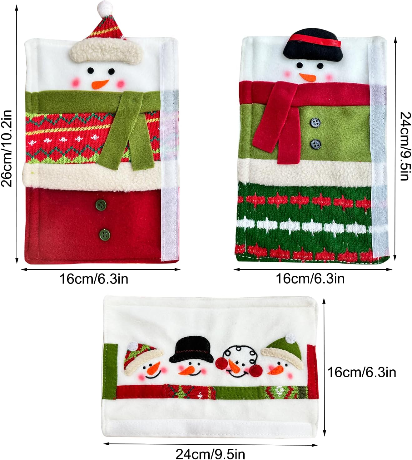 3 Piece Set Christmas Snowman Refrigerator Door Handle Covers