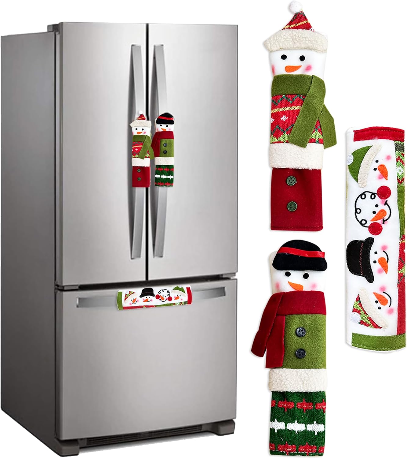 3 Piece Set Christmas Snowman Refrigerator Door Handle Covers