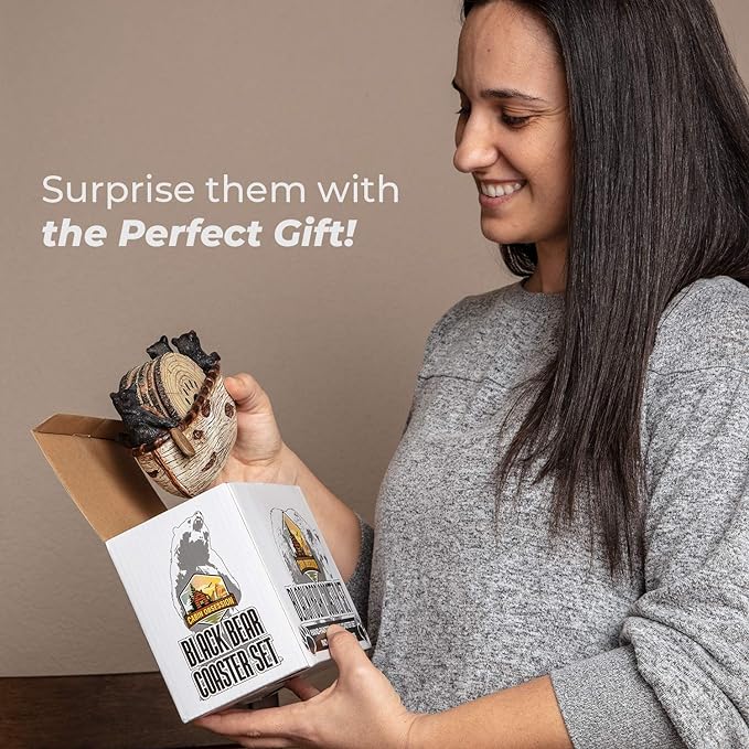 Handmade Canoe and Bear Coasters | Hand Painted Art