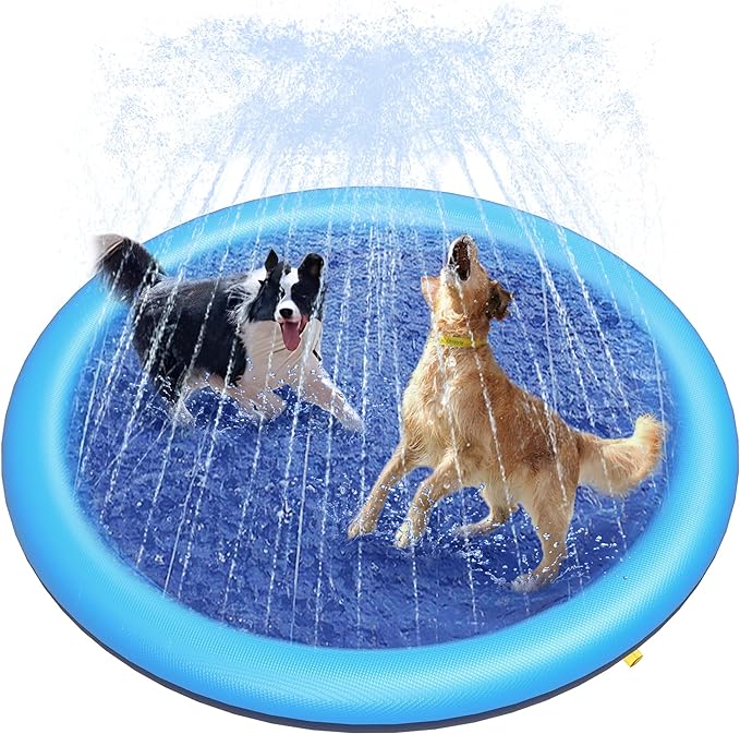 Non-slip Splash Pad for Kids and Dogs, Thickened Splash Pool Summer Outdoor Water Toys (67 Inch, Blue)