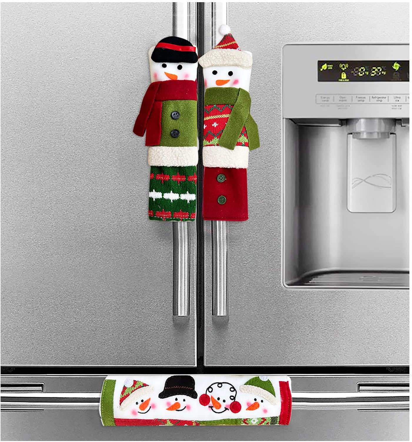 3 Piece Set Christmas Snowman Refrigerator Door Handle Covers