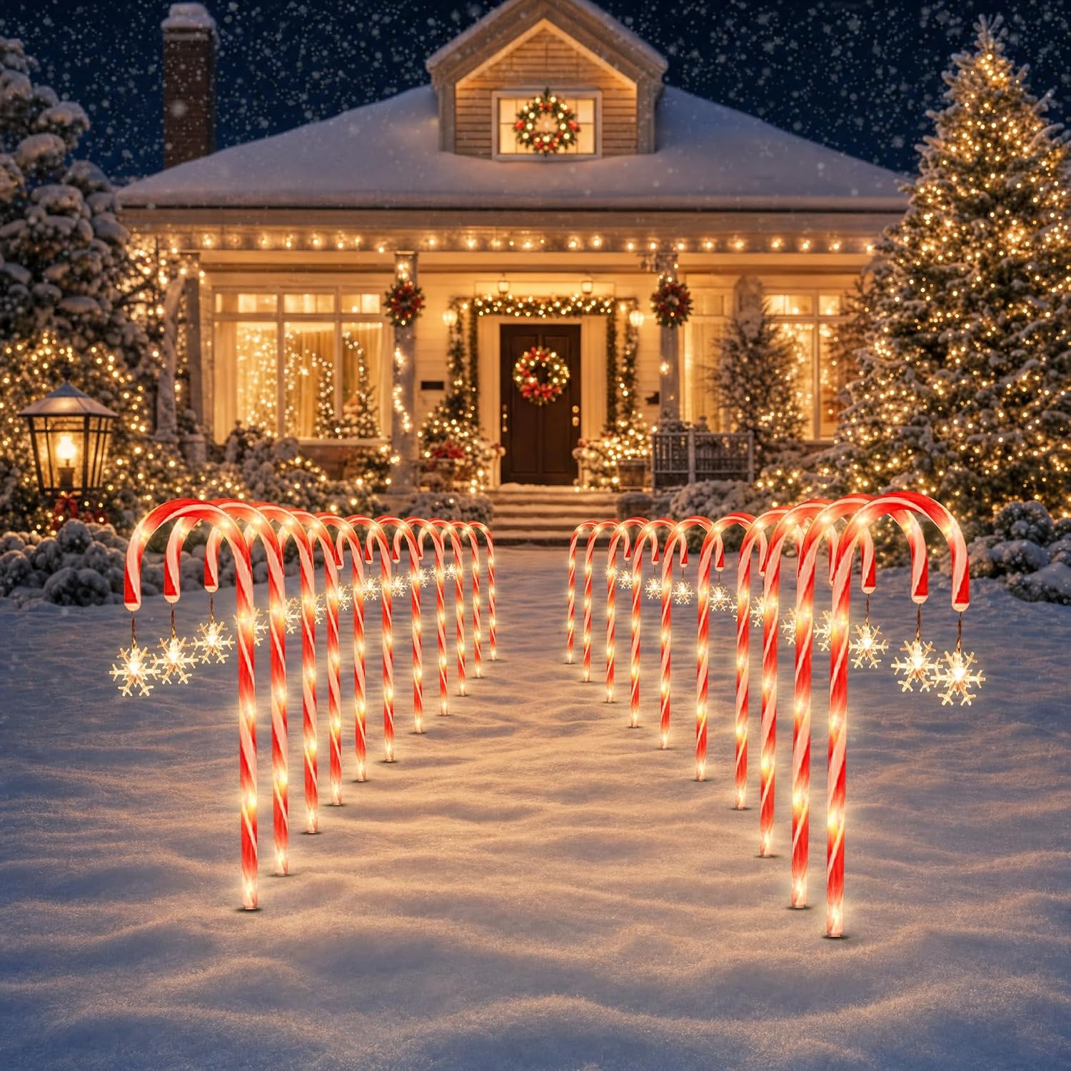🔥Christmas Special Offer 50% OFF🎅🍬Solar-Powered LED Christmas Candy Cane Pathway Lights 