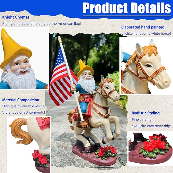 American Flag Gnomes Garden Decor | Hand-painted art