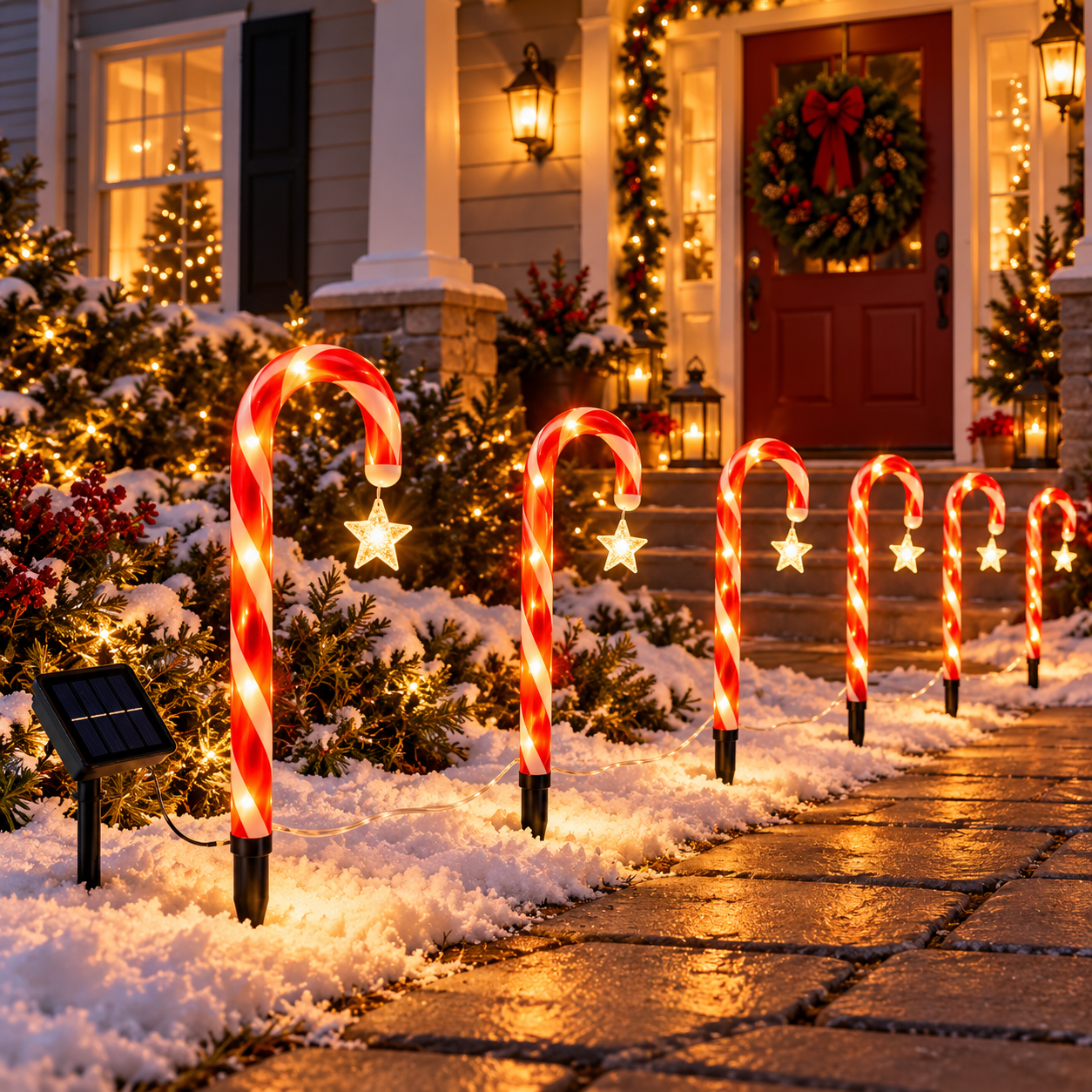 🔥Christmas Special Offer 50% OFF🎅🍬Solar-Powered LED Christmas Candy Cane Pathway Lights 