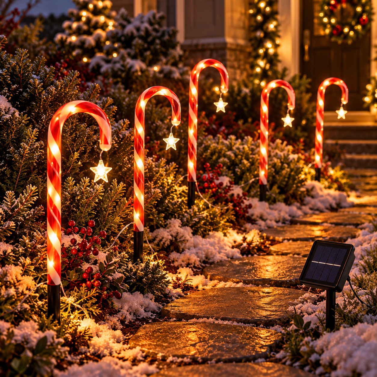 🔥Christmas Special Offer 50% OFF🎅🍬Solar-Powered LED Christmas Candy Cane Pathway Lights 