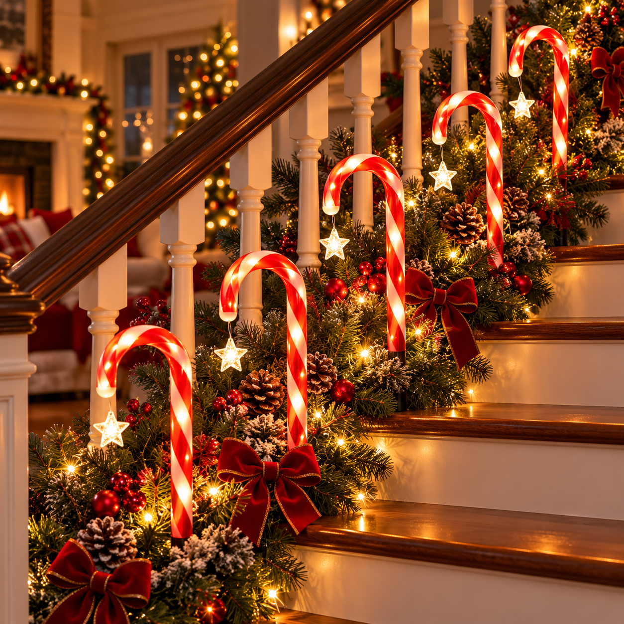 🔥Christmas Special Offer 50% OFF🎅🍬Solar-Powered LED Christmas Candy Cane Pathway Lights 