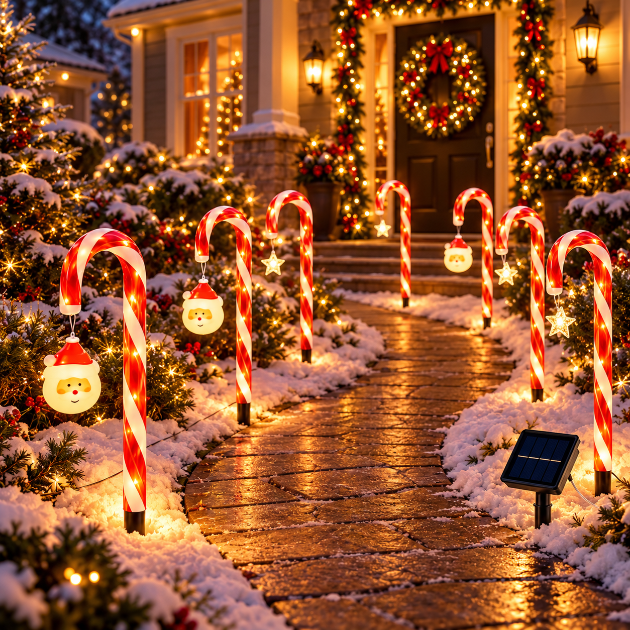 🔥Christmas Special Offer 50% OFF🎅🍬Solar-Powered LED Christmas Candy Cane Pathway Lights 