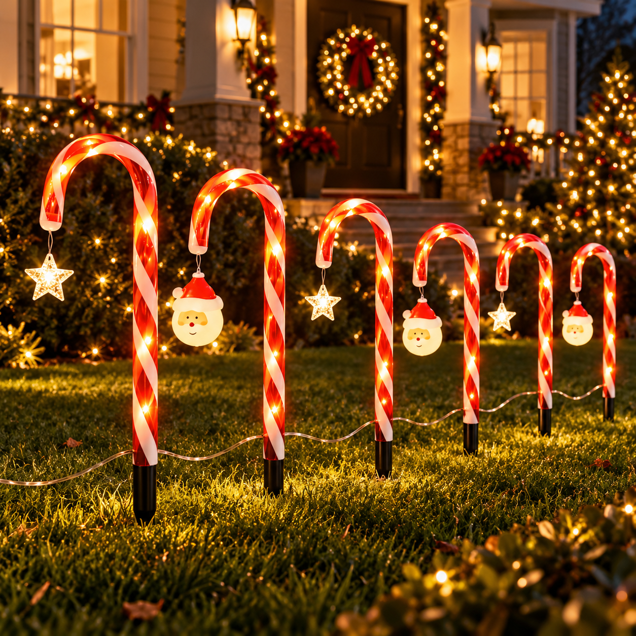 🔥Christmas Special Offer 50% OFF🎅🍬Solar-Powered LED Christmas Candy Cane Pathway Lights 
