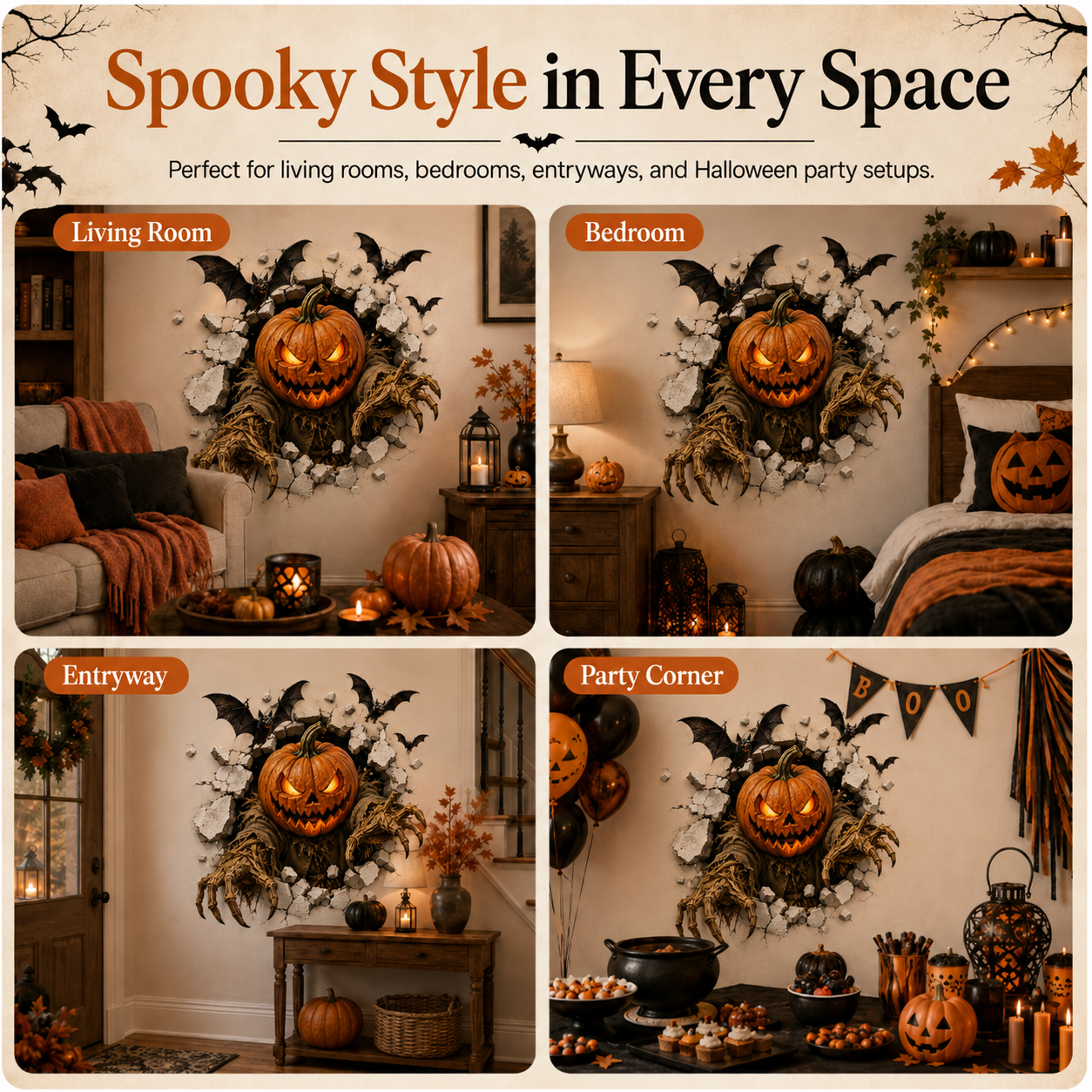 🎃👻Halloween Break-In 3D Wall Decals