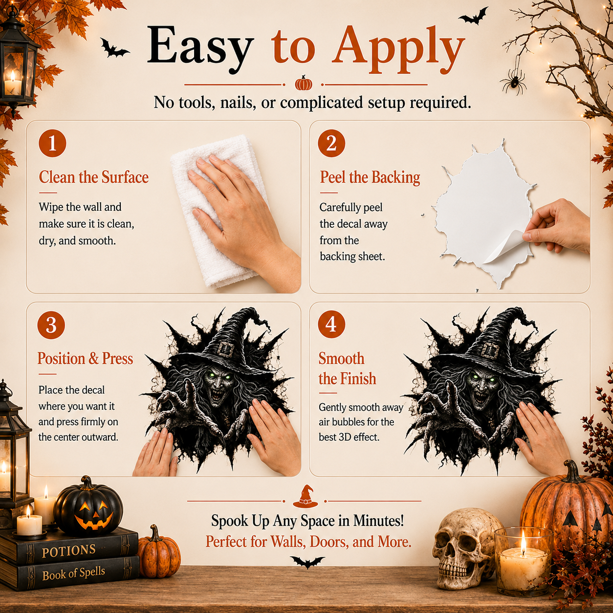 🎃👻Halloween Break-In 3D Wall Decals