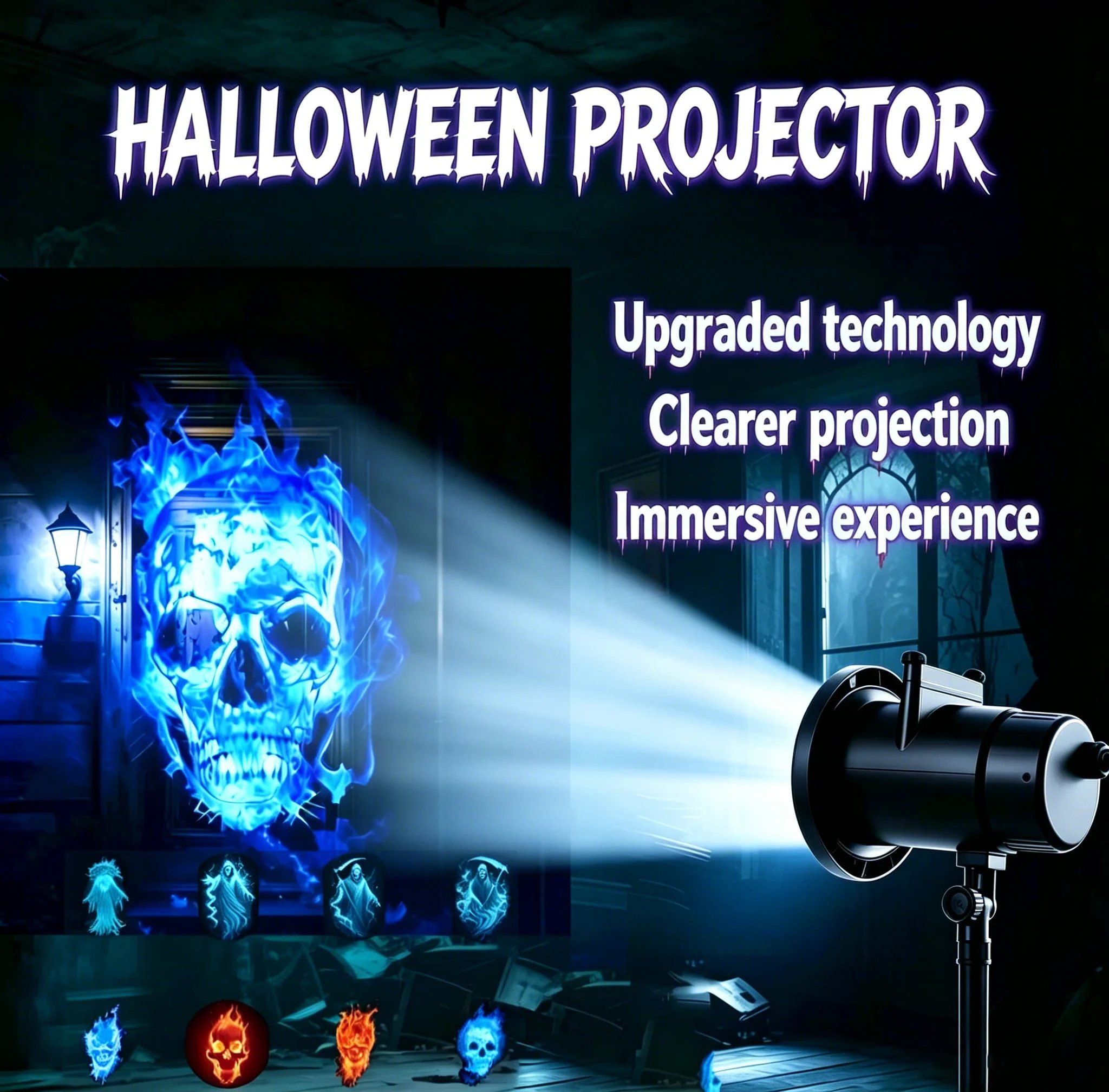 [Copy]🎃Turn Your Home into a Spooky Halloween Wonderland | 12 in 1 Halloween Projector Lights Outdoor 2026 Upgrade 3D Dynamic Window Indoor Decorations