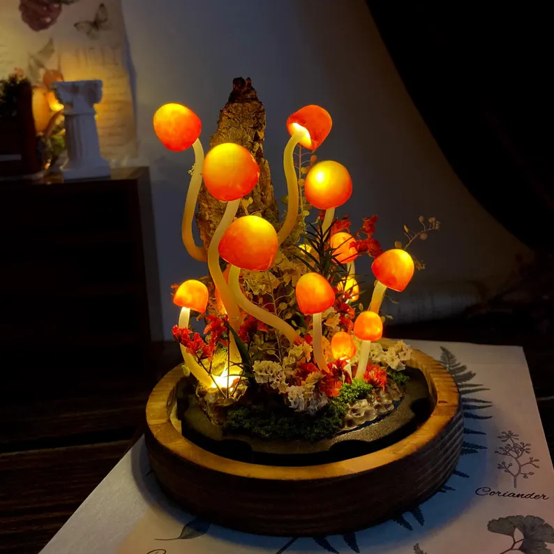 Handmade Glowing Mushroom Lamp | Magic Mushroom Forest Night Light | Creative Gift