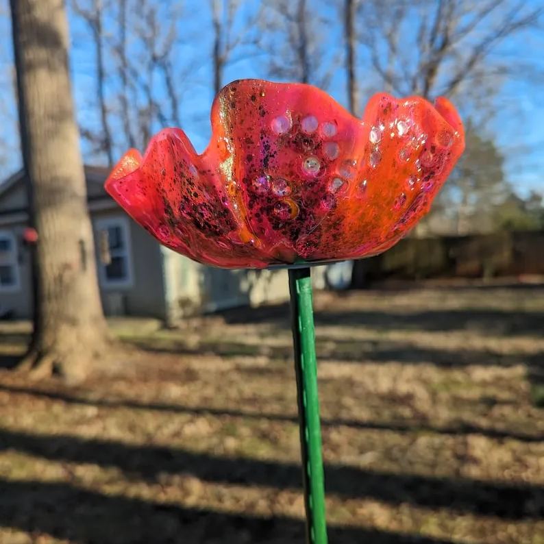 Bird feeder, seed container, resin pedestal flower, small bird bee bath, butterfly puddler, garden art, pet grave memorial, hand made