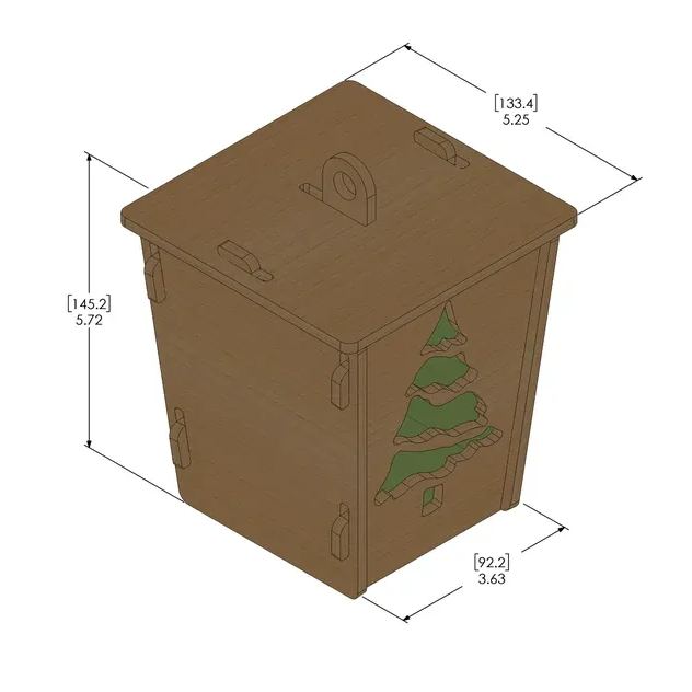 Solid wood Christmas lantern