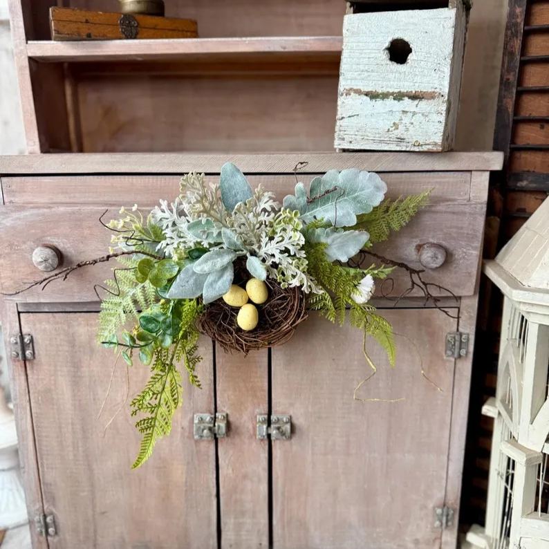 BEST SELLER Bird Nest Wreath, Mothers Day Gift, Spring Wreath, Front Door Decor, Summer Hanger, Egg Wildflower Swag, GIFT