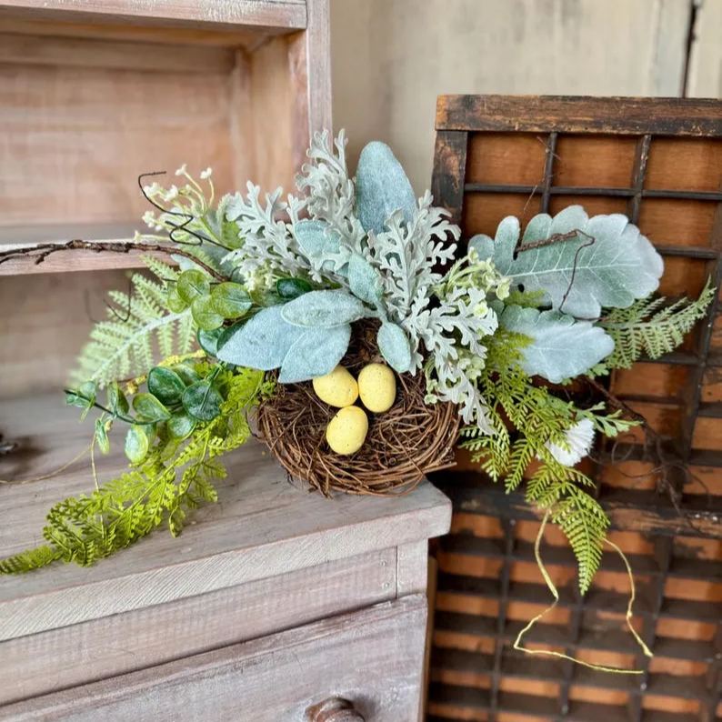 BEST SELLER Bird Nest Wreath, Mothers Day Gift, Spring Wreath, Front Door Decor, Summer Hanger, Egg Wildflower Swag, GIFT