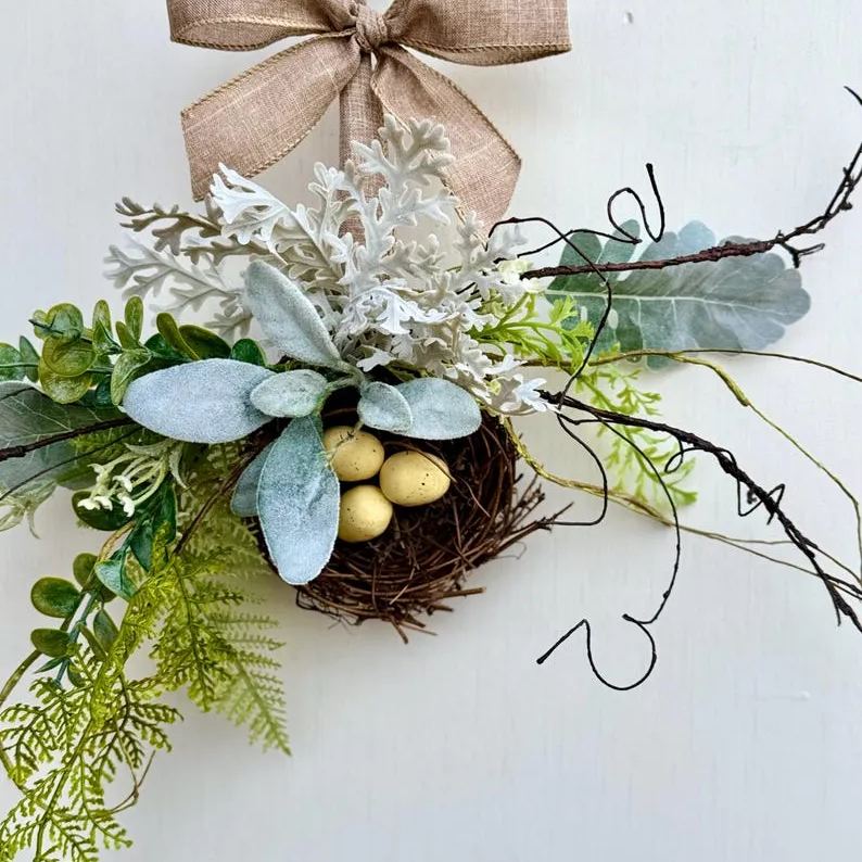 BEST SELLER Bird Nest Wreath, Mothers Day Gift, Spring Wreath, Front Door Decor, Summer Hanger, Egg Wildflower Swag, GIFT