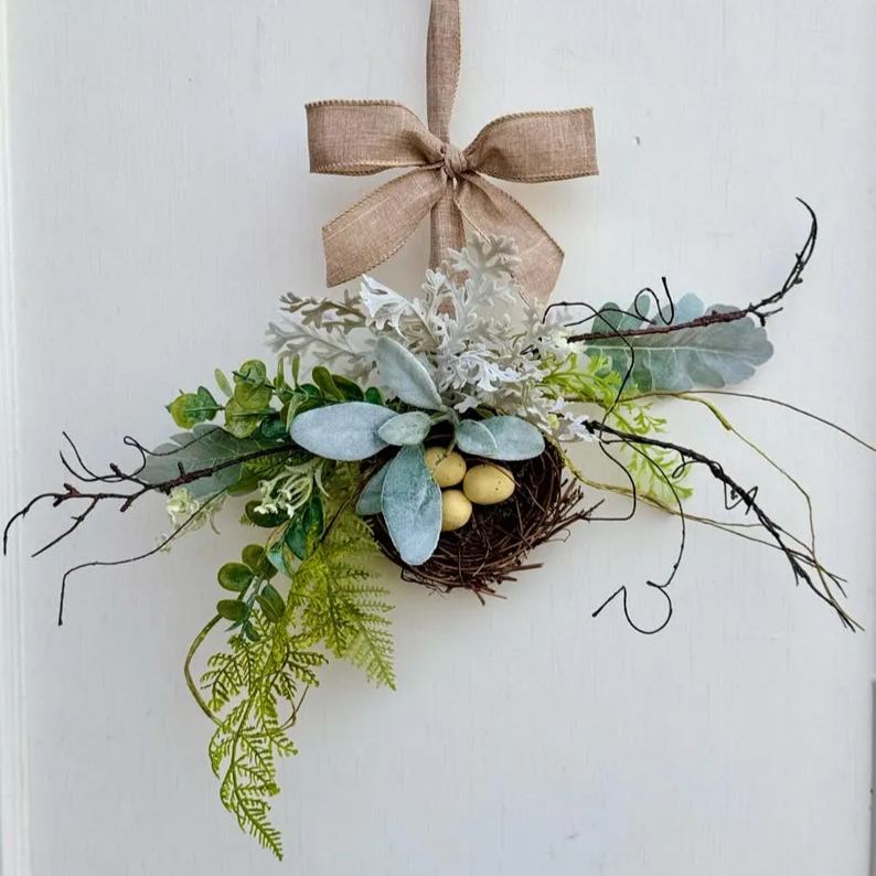 BEST SELLER Bird Nest Wreath, Mothers Day Gift, Spring Wreath, Front Door Decor, Summer Hanger, Egg Wildflower Swag, GIFT