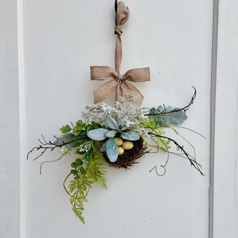 BEST SELLER Bird Nest Wreath, Mothers Day Gift, Spring Wreath, Front Door Decor, Summer Hanger, Egg Wildflower Swag, GIFT