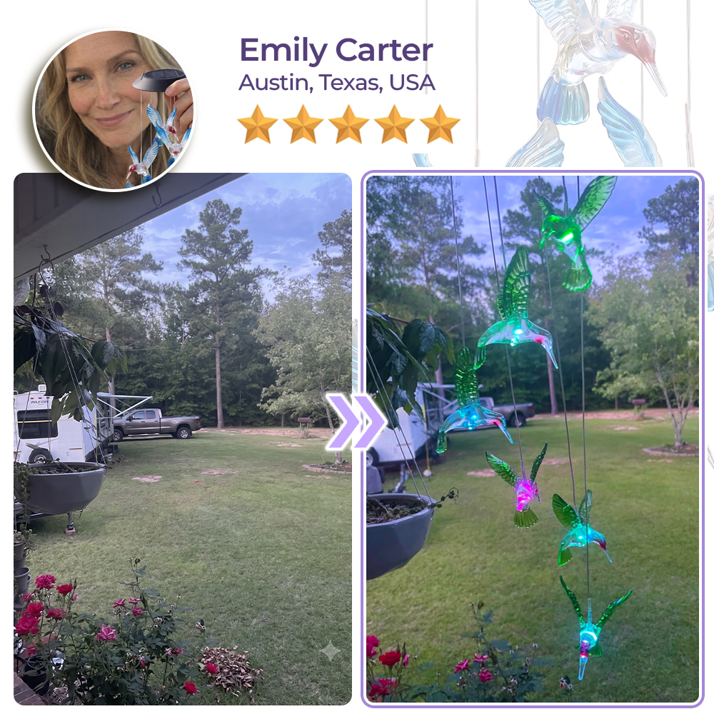 Hummingbird Wind Chime Solar Lights