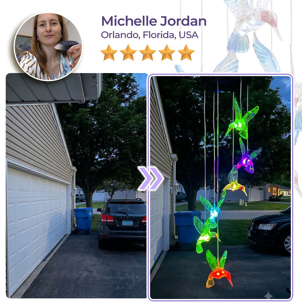 Hummingbird Wind Chime Solar Lights