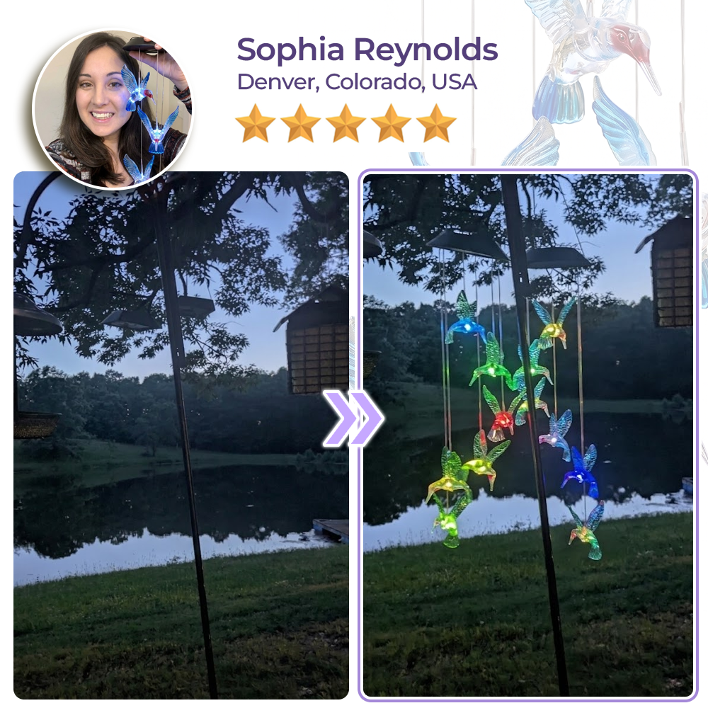 Hummingbird Wind Chime Solar Lights