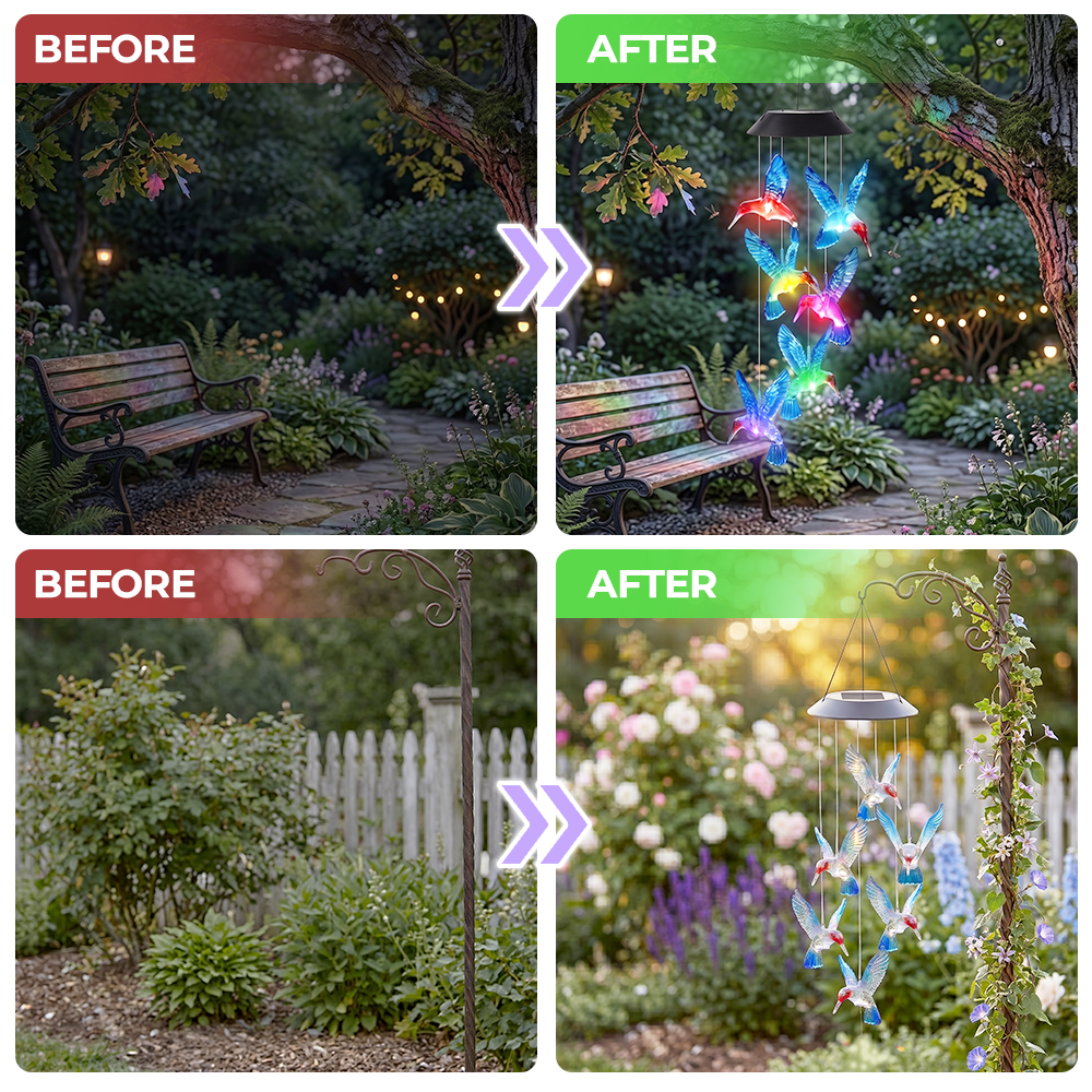 Hummingbird Wind Chime Solar Lights