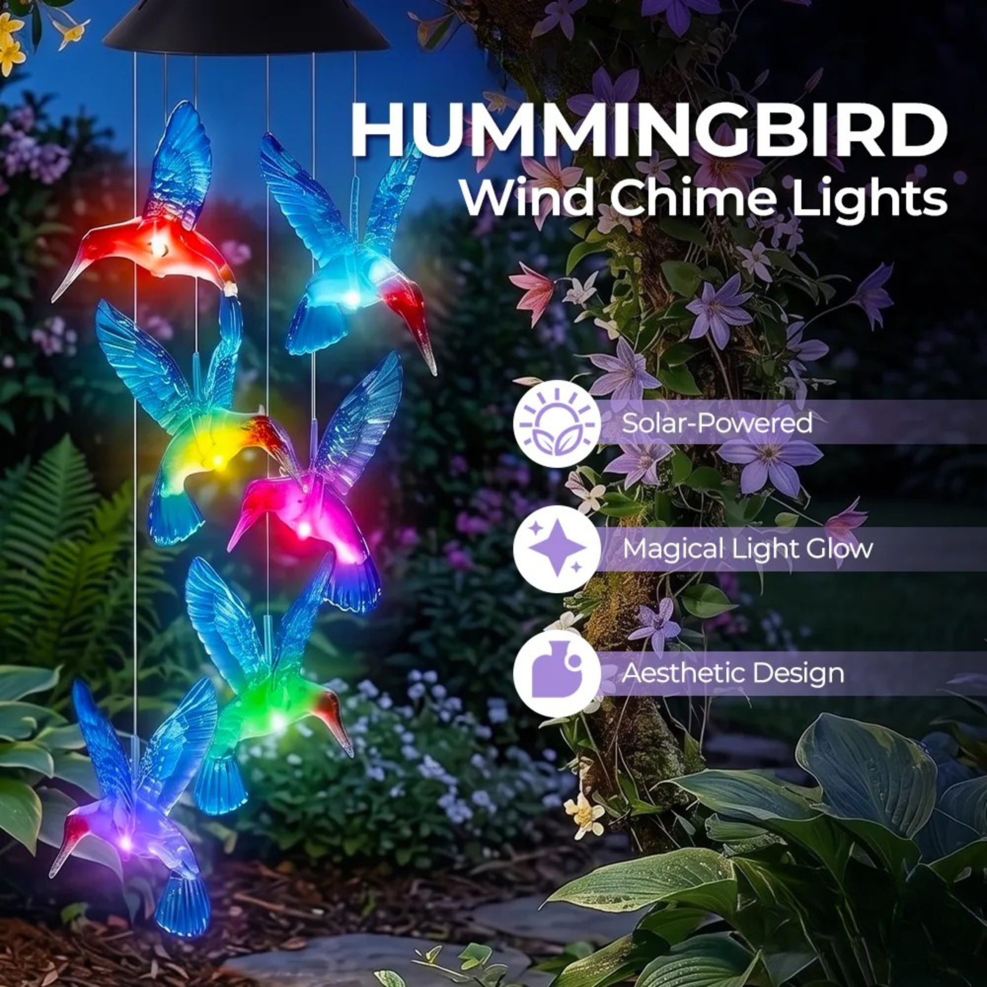 ✨Hummingbird Wind Chime Solar Lights