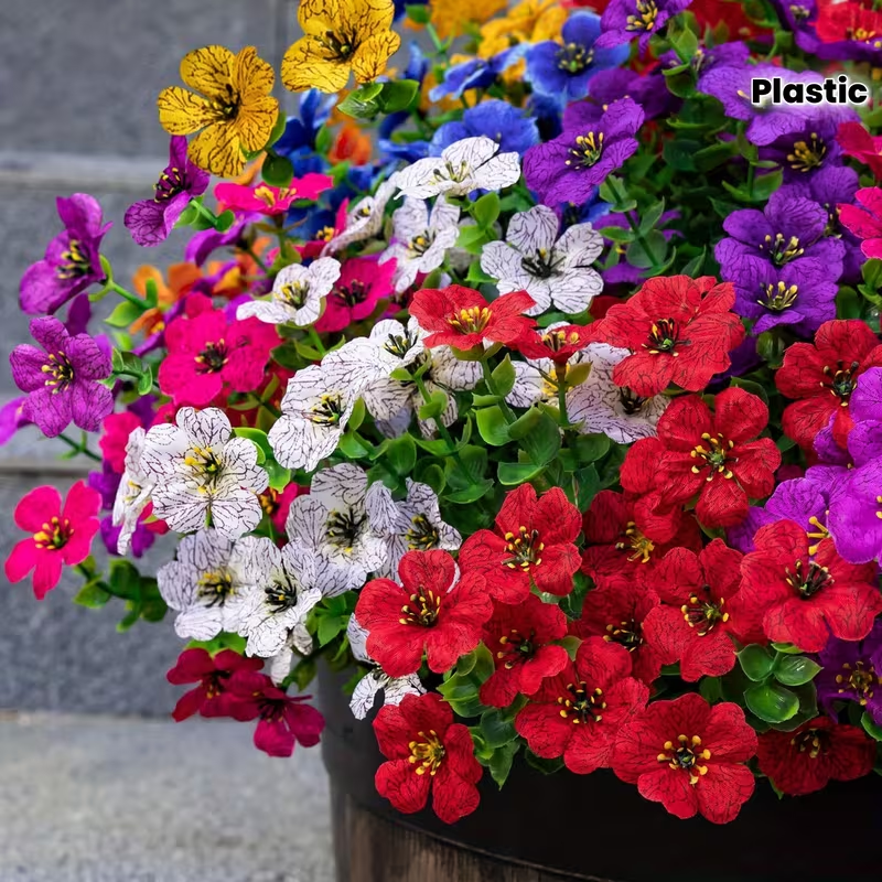36 vibrant artificial eucalyptus flowers for Valentine's Day | Multi-colored artificial flower arrangement, 9 vibrant colors, high-quality plastic hanging decoration, suitable for balcony/terrace flower boxes, wedding and event decorations, durable artifi
