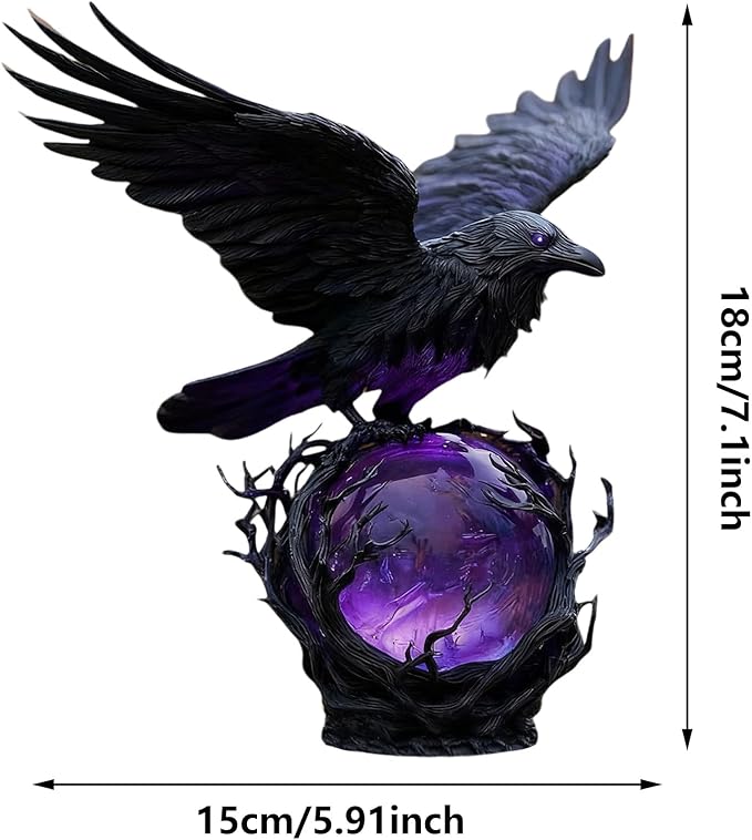 Last Day Up To 70% Off 🖤 Gothic LED Lamp, Mysterious Hollow Raven Sculpture With Glowing Orb, 3D Moonlight Lantern Decor For Gothic & Halloween Lovers