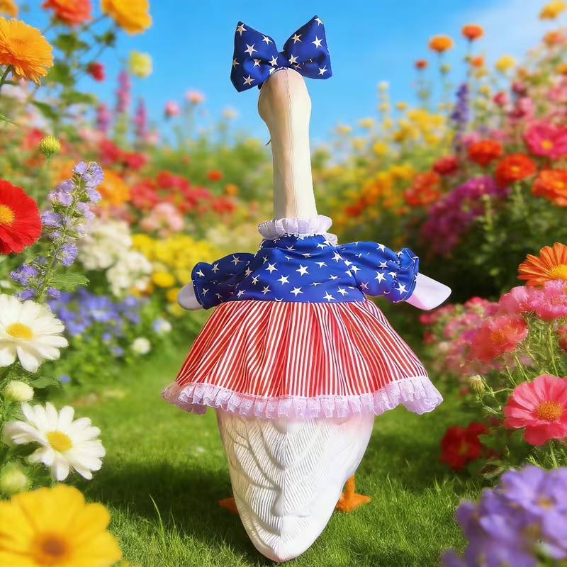 Last Day Up To 70% Off - 3PCS Stars & Stripes Tutu Skirt & Mini Hat Set | 4th of July Lawn Goose Outfit for 23 Inch Porch Goose Statue