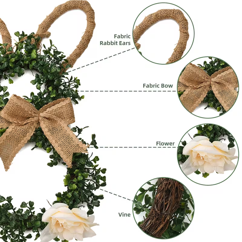 Easter Bunny Artificial Wreath - Rustic Farmhouse Decor for Spring, Home & Party 🐇
