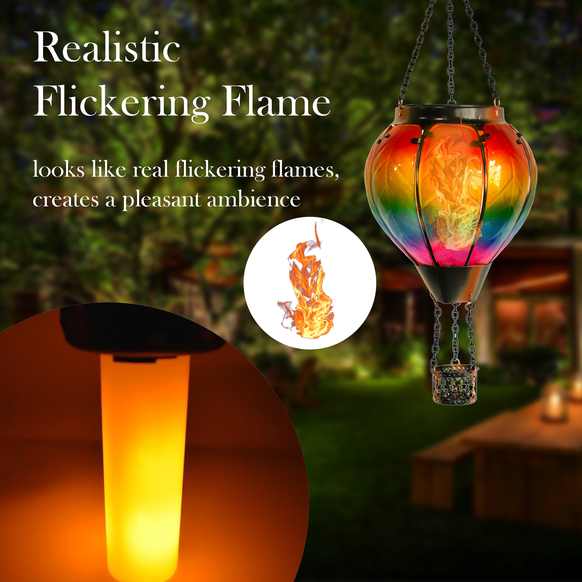 Hot Air Balloon Solar Flame Lantern-Sunset Stripes