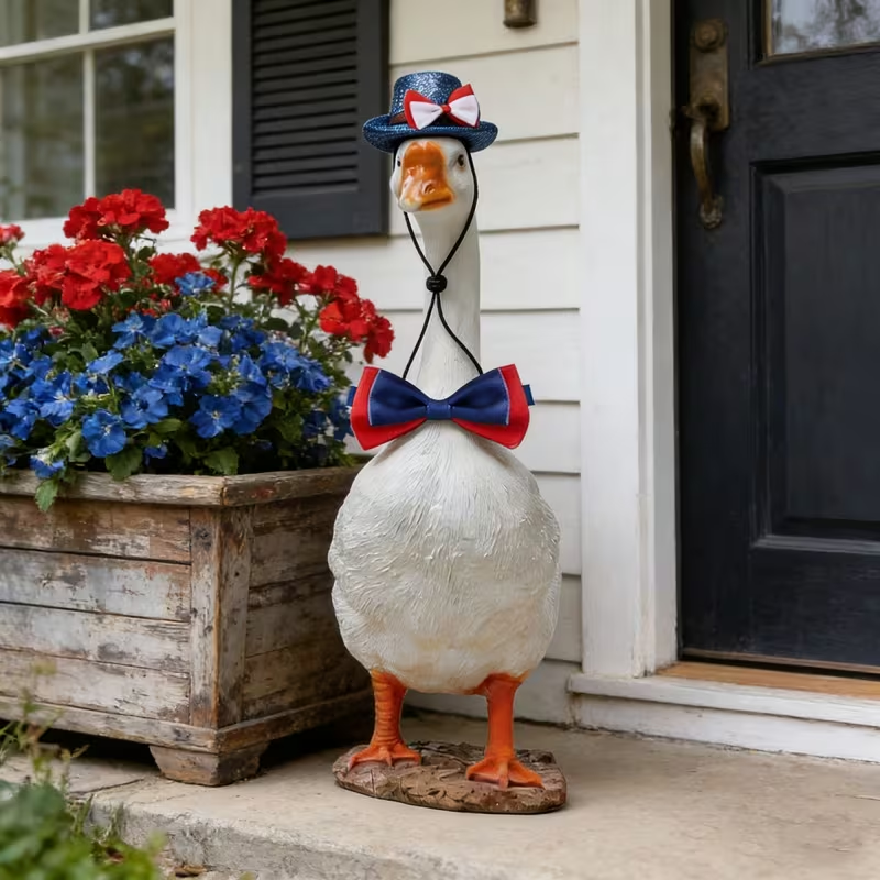 Last Day Up To 70% Off - 3PCS Stars & Stripes Tutu Skirt & Mini Hat Set | 4th of July Lawn Goose Outfit for 23 Inch Porch Goose Statue