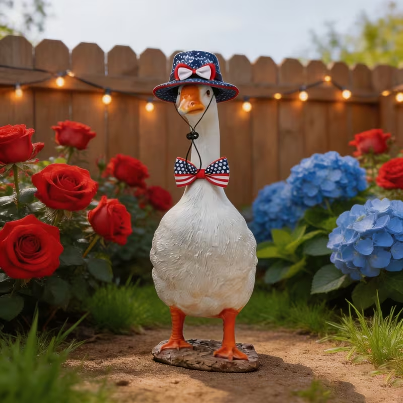 Last Day Up To 70% Off - 3PCS Stars & Stripes Tutu Skirt & Mini Hat Set | 4th of July Lawn Goose Outfit for 23 Inch Porch Goose Statue