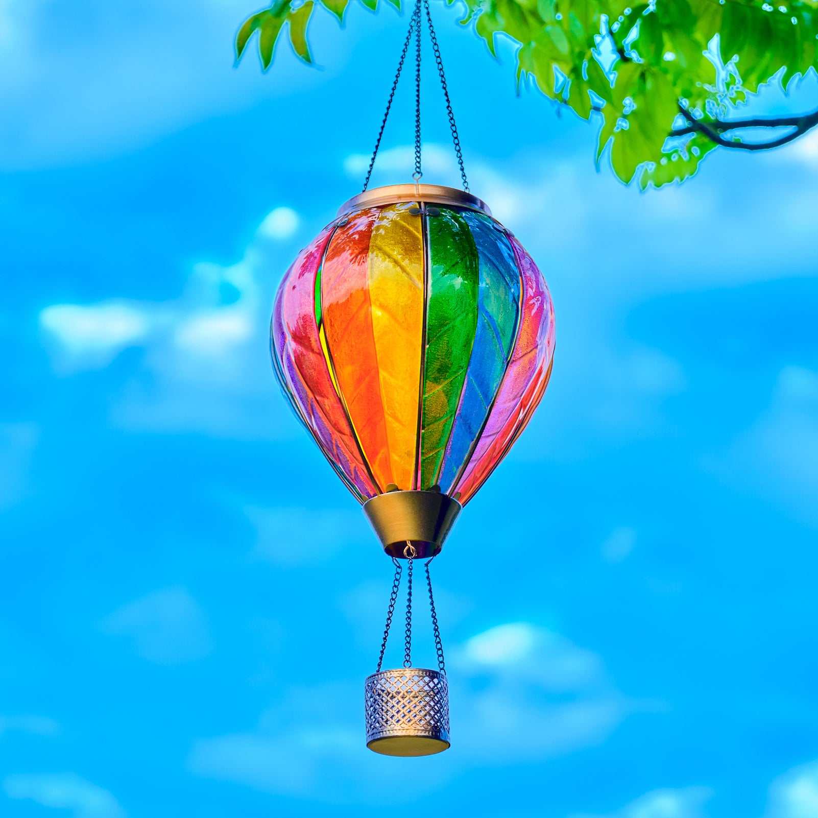 Handmade Hot Air Balloon Solar Flame Lantern-Vibrant Leaf