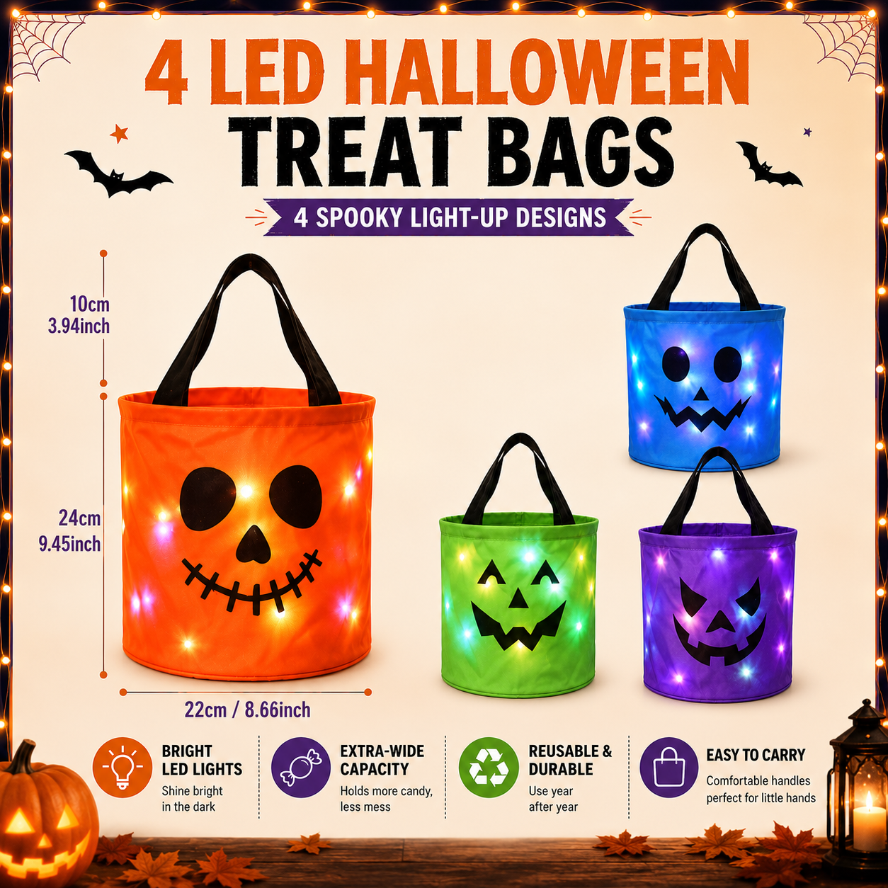 🔥LAST DAY 52% OFF🎃Reusable LED Halloween Treat Bags🎃