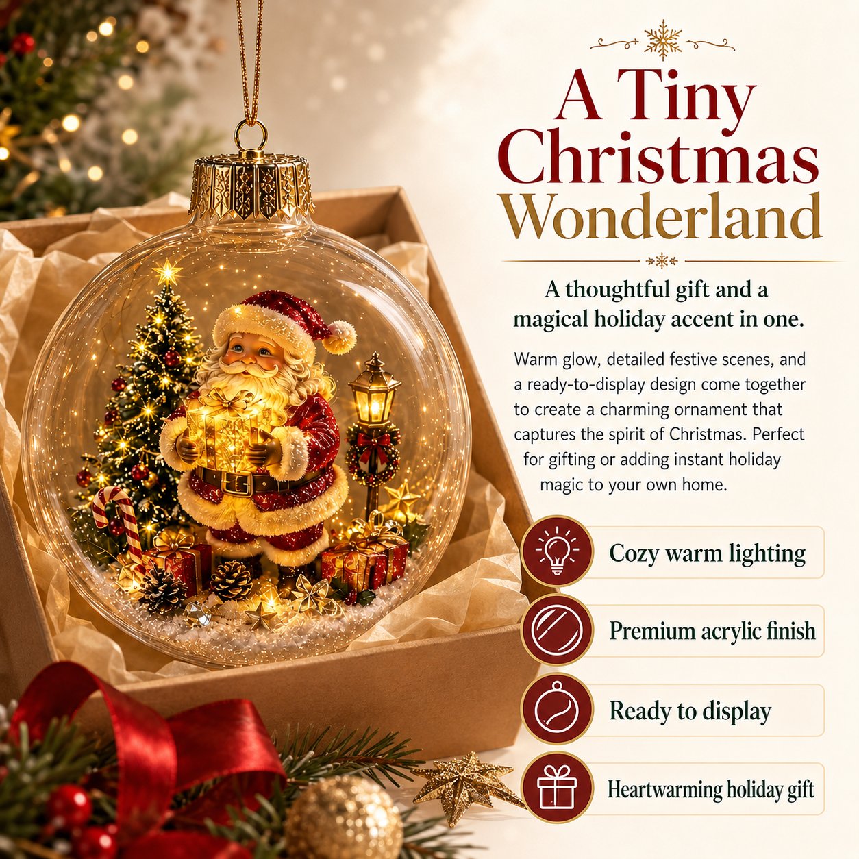🔥LAST DAY 52% OFF🎄Glowing Christmas Diorama Ornament – A Tiny Winter World in the Palm of Your Hand👼