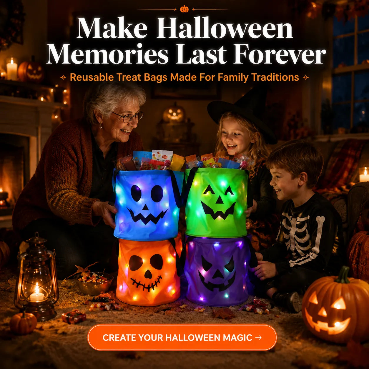 🔥LAST DAY 52% OFF🎃Reusable LED Halloween Treat Bags🎃