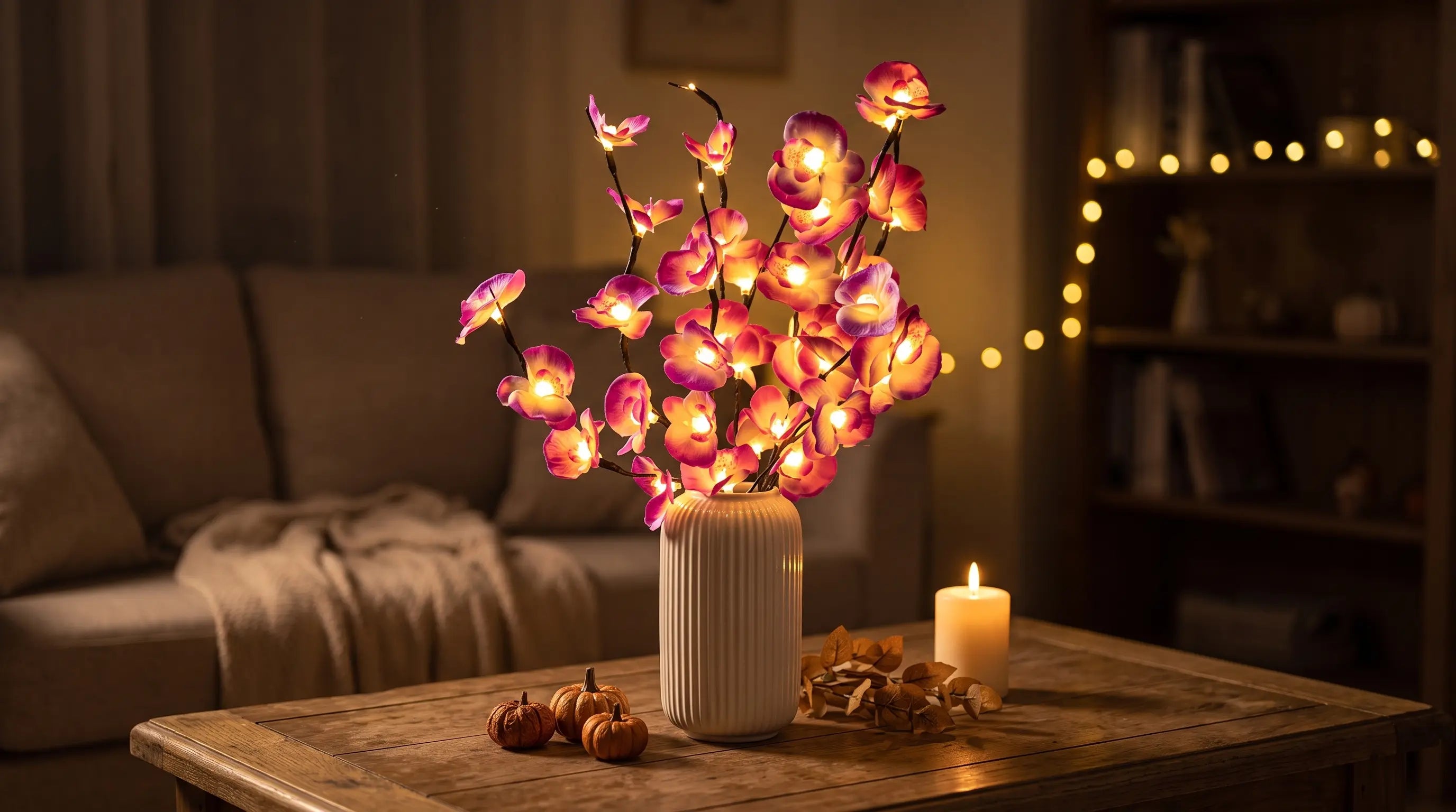 Enchanted Orchid Branch glowing with warm light