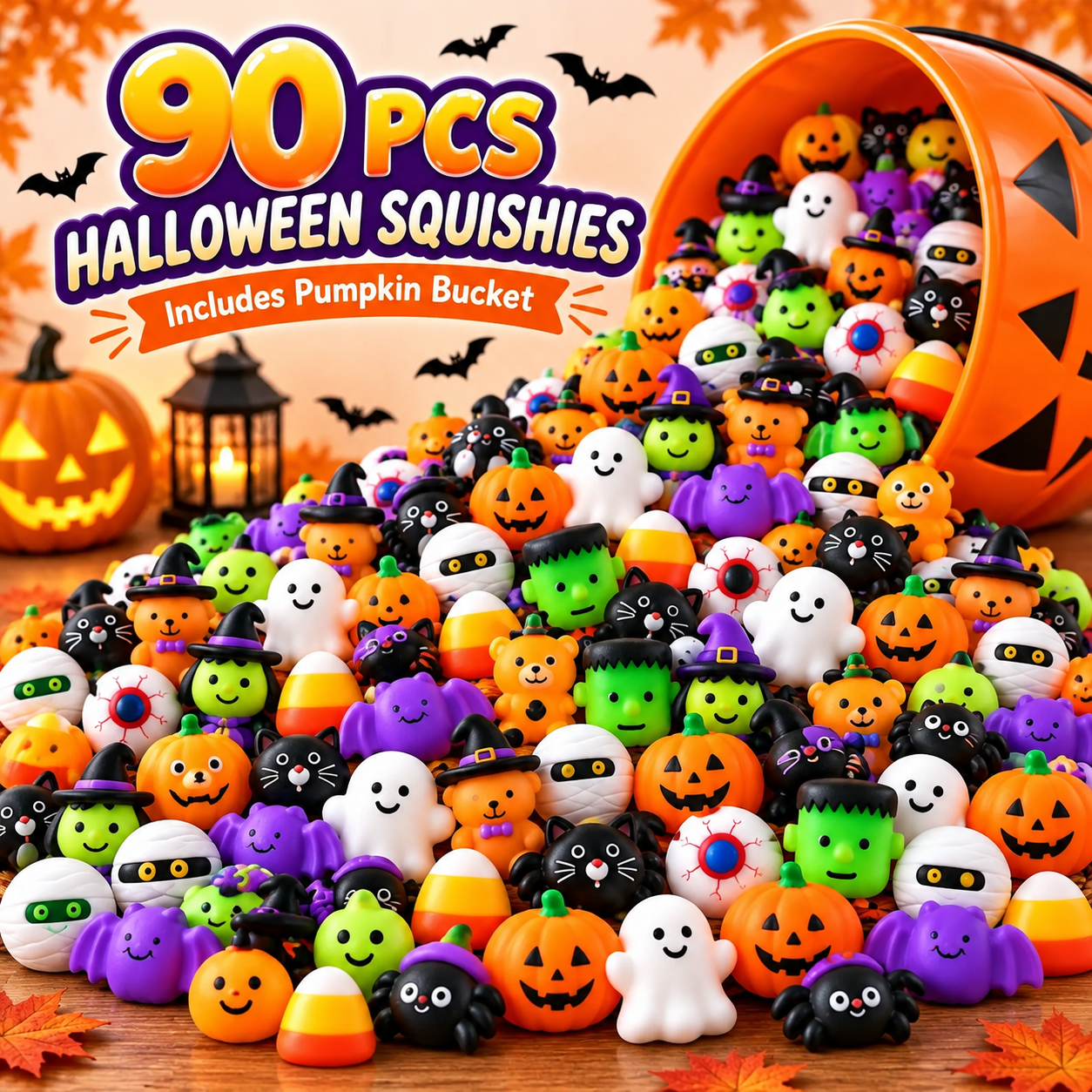 🔥Last Day 70% OFF - 🎃 30PCS Halloween Mochi Squishy Toys with Pumpkin Buckets