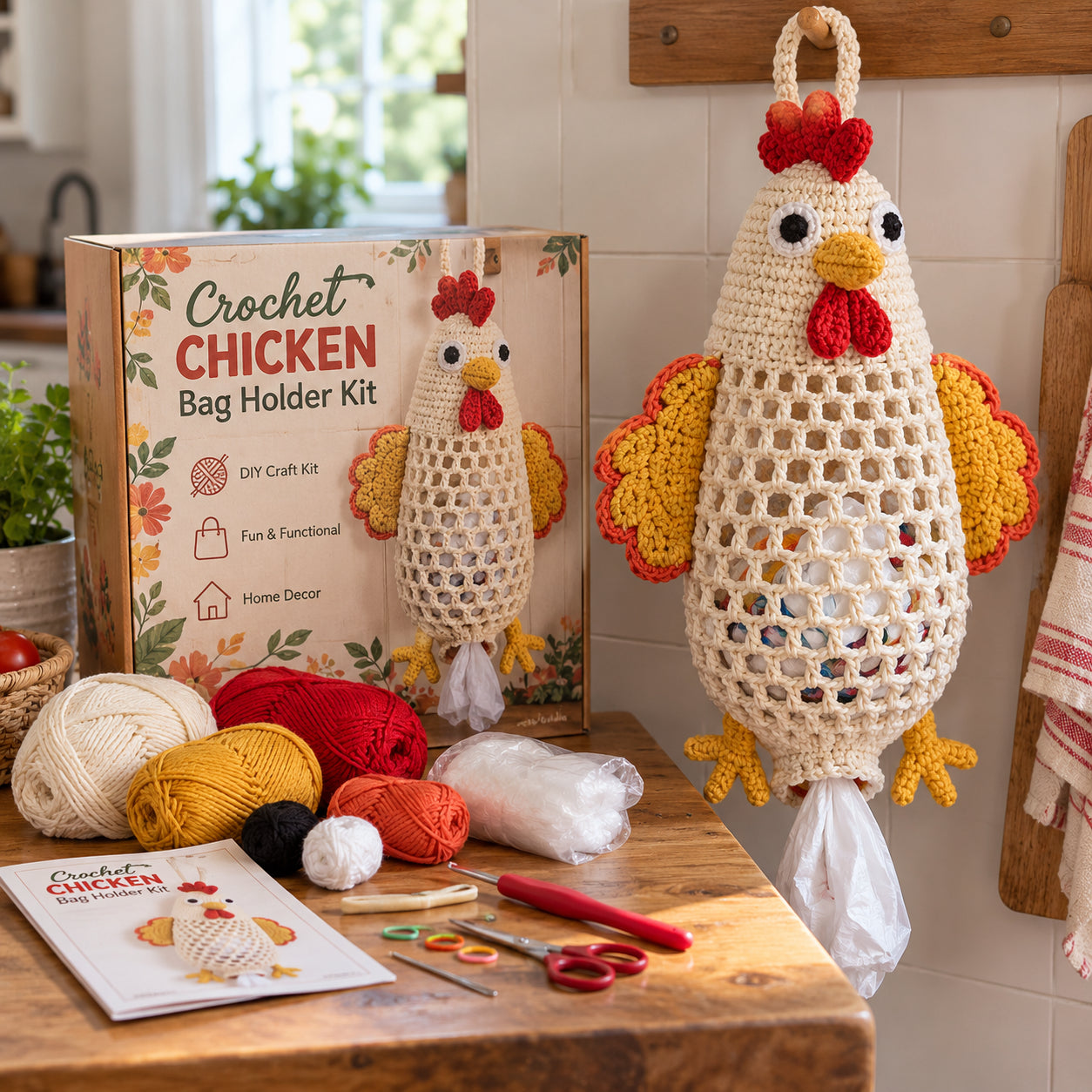 🔥 Last Day 49% OFF 🐰 Crochet Animal Bag Holder DIY Kit – Cute & Functional Hanging Storage Craft Kit