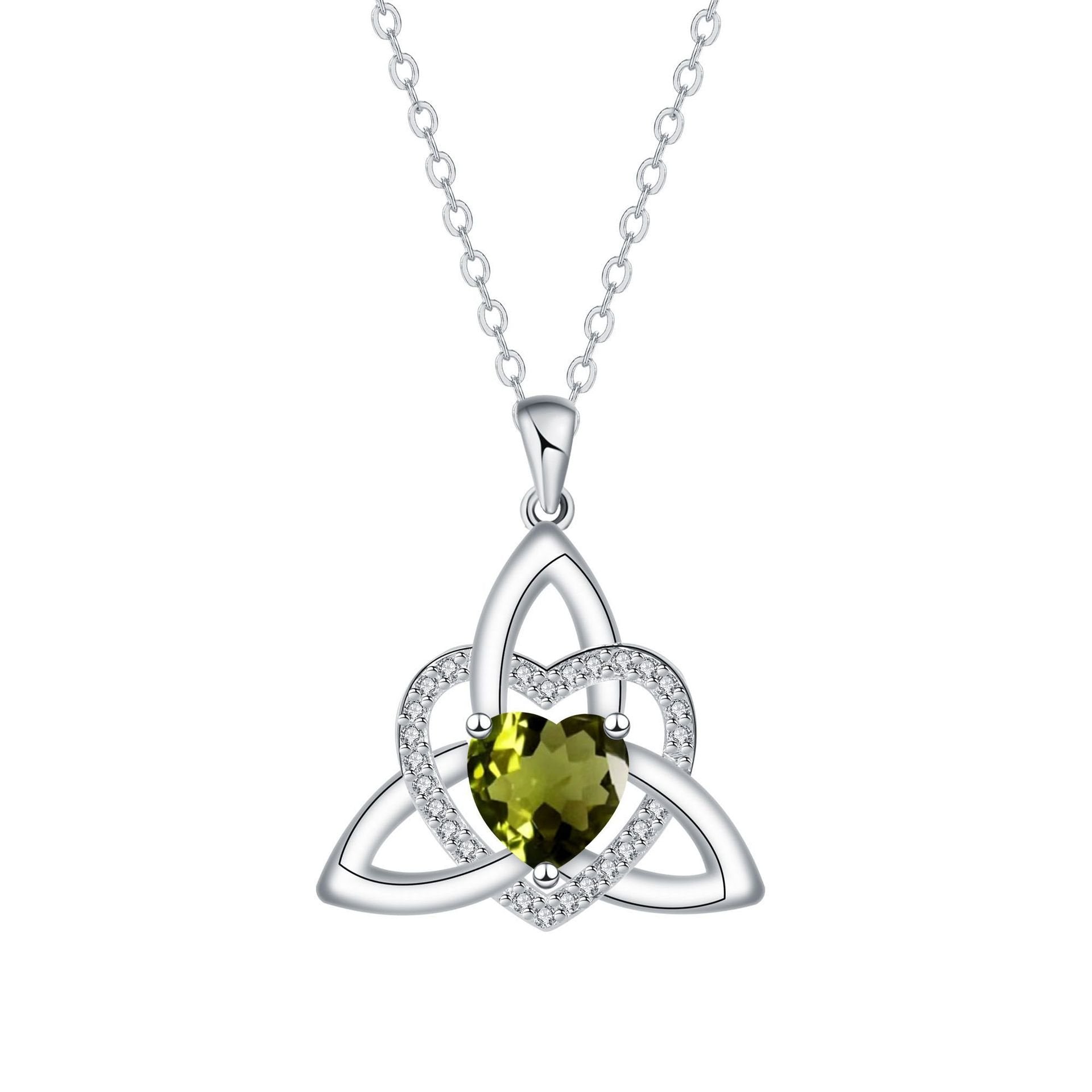 🔥 Last Day 70% OFF🔥Birthstone Celtic Trinity Knot Heart Necklace✨ Heart Shape Celtic Trinity Knot Birthstone Pendant