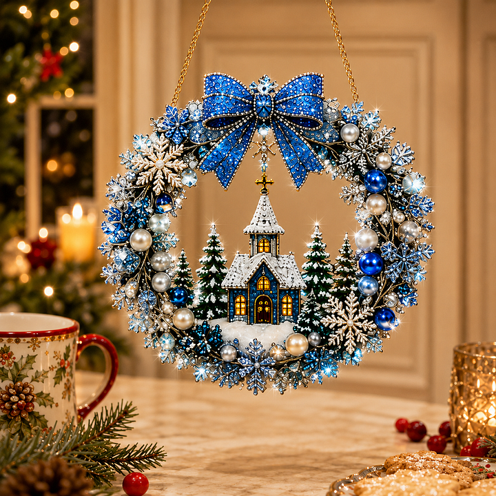 🔥 Last Day 70% OFF  🎅 DIY Christmas Pearl Art Diamond Painting Acrylic Wreath Pendant