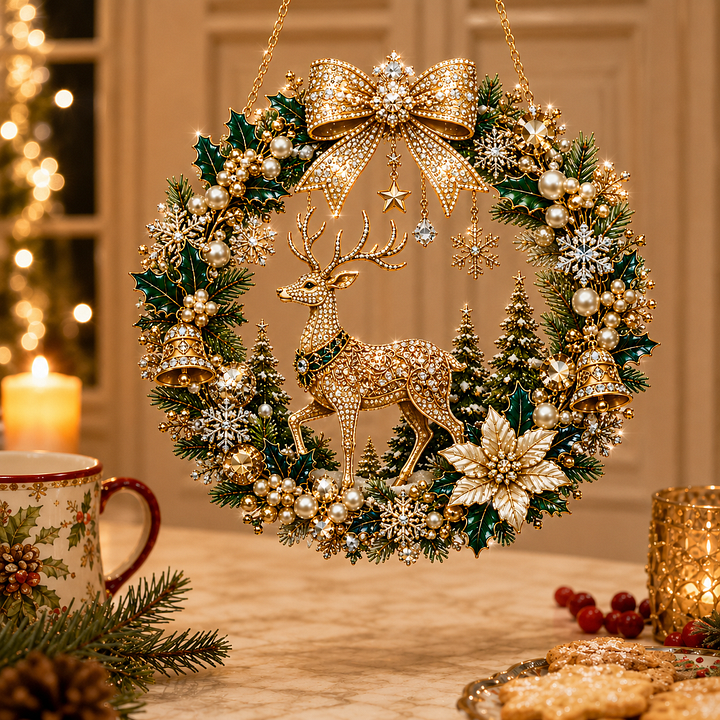 🔥 Last Day 70% OFF  🎅 DIY Christmas Pearl Art Diamond Painting Acrylic Wreath Pendant
