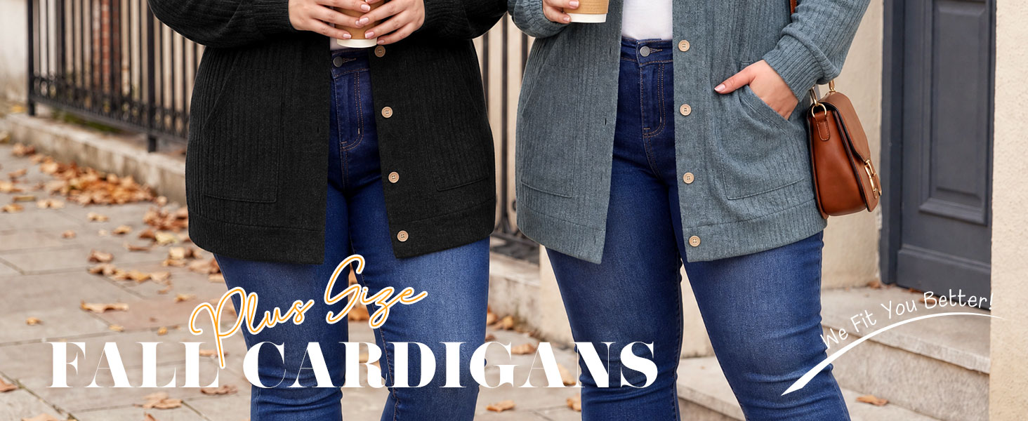 Lastshe Women&amp;#39;s Plus Size Cardigan Sweaters Button Down Long Sleeve Fall 2026 Outfits with Pockets