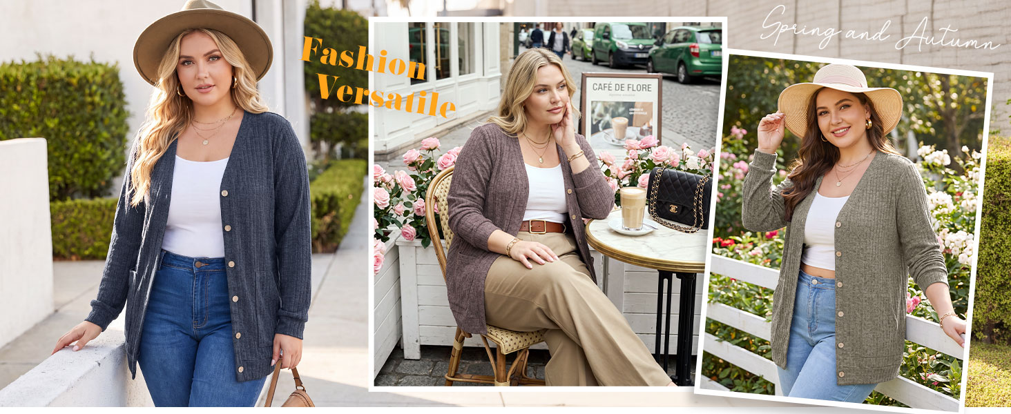 Lastshe Women&amp;#39;s Plus Size Cardigan Sweaters Button Down Long Sleeve Fall 2026 Outfits with Pockets