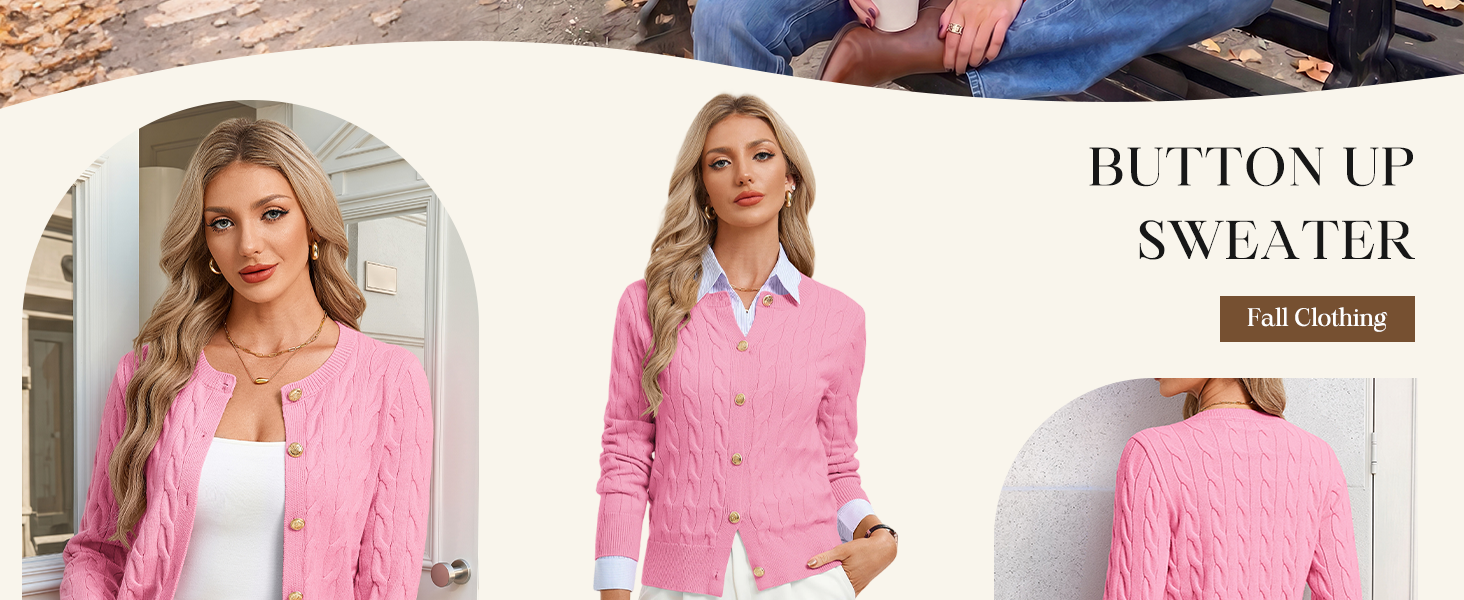 button up cable knit cardigan sweaters for women fall fashion clothing business casual outfits