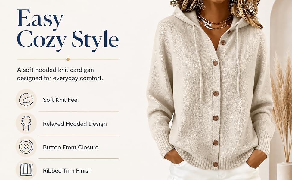 Cashmere Cardigan Sweaters for Women Plus Size Hooded Cardigan