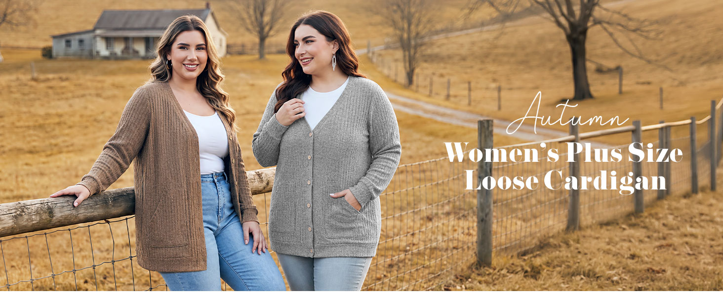 Lastshe Womens Plus Size Cardigan Sweaters Button Down Long Sleeve Fall 2026 Outfits with Pockets